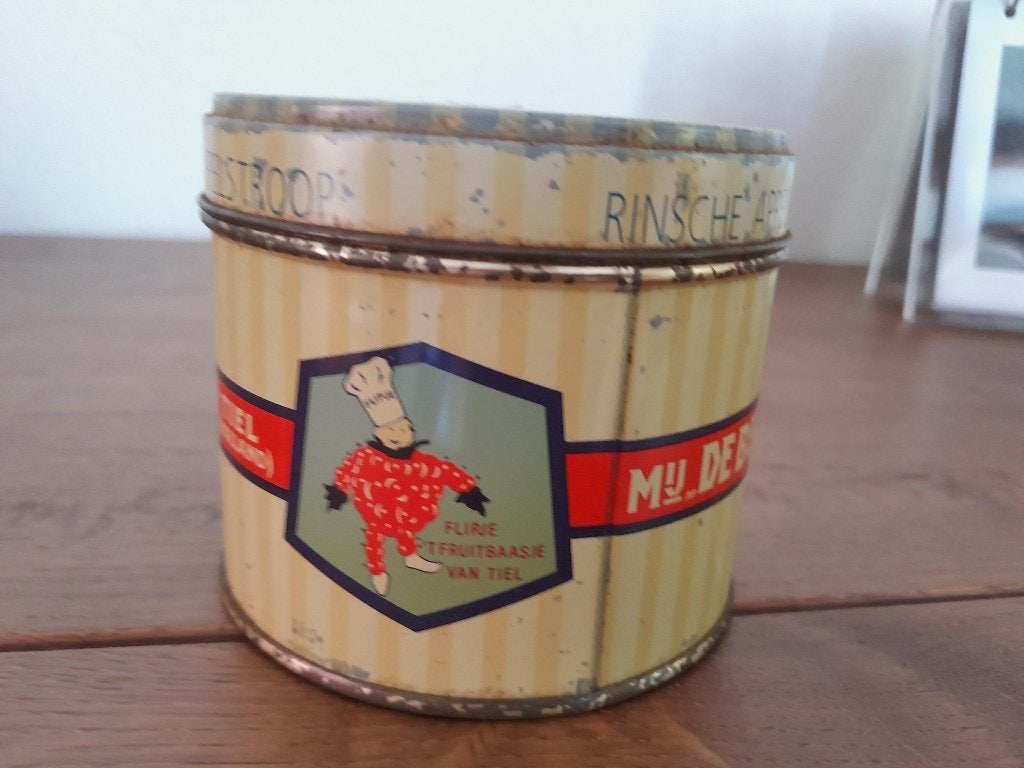 vintage blik Rinsche Appelstroop. Mij De Betuwe"N.V. Tiel, Verzamelen, Blikken, Ophalen of Verzenden, Gebruikt, Overige, Overige merken