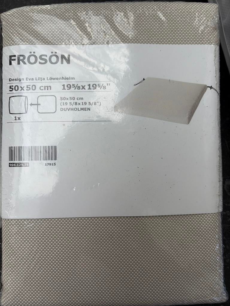2 maal IKEA Frösön/Duvholmen buitenkussen en hoes 50x50cm, Ophalen, Nieuw, Beige, Vierkant
