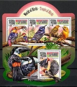 VOGELS= TOEKAN e.a. = Bijzonder bl. v SIERRA LEONE-RB5336, Postzegels en Munten, Postzegels | Thematische zegels, Postfris, Dier of Natuur