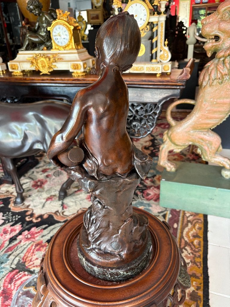 Fraaie grote bronzen figuur Marcel Debut 1865-1933, Overige onderwerpen, Brons, Beeld, Bruin