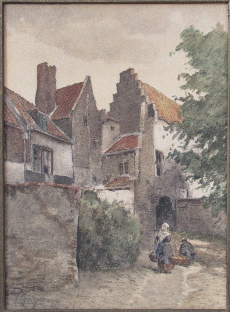 J.J. Garjeanne (1860-1930): Kuiperspoort Middelburg, c. 1885, Antiek en Kunst, Overige onderwerpen, Ophalen of Verzenden, Lithografie