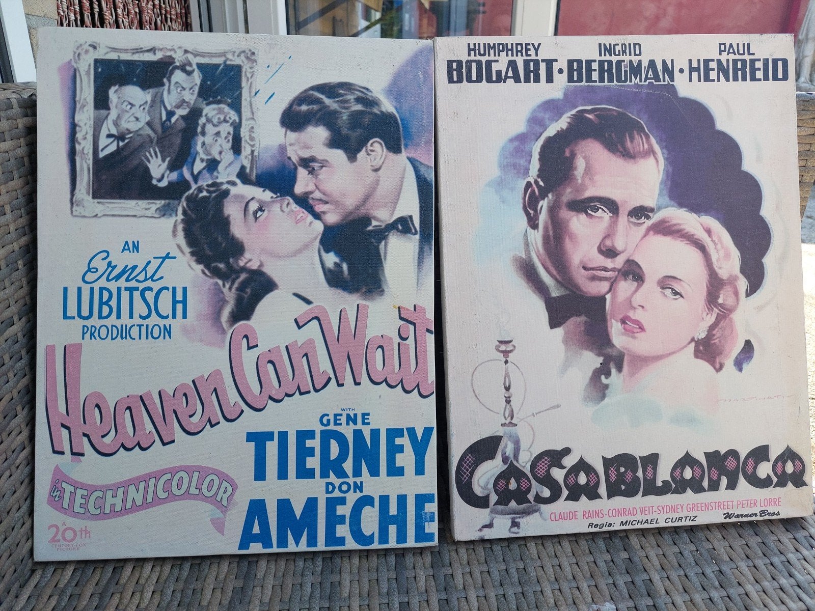 2 Vintage film posters op canvas, Minder dan 50 cm, Gebruikt, Ophalen of Verzenden, Print