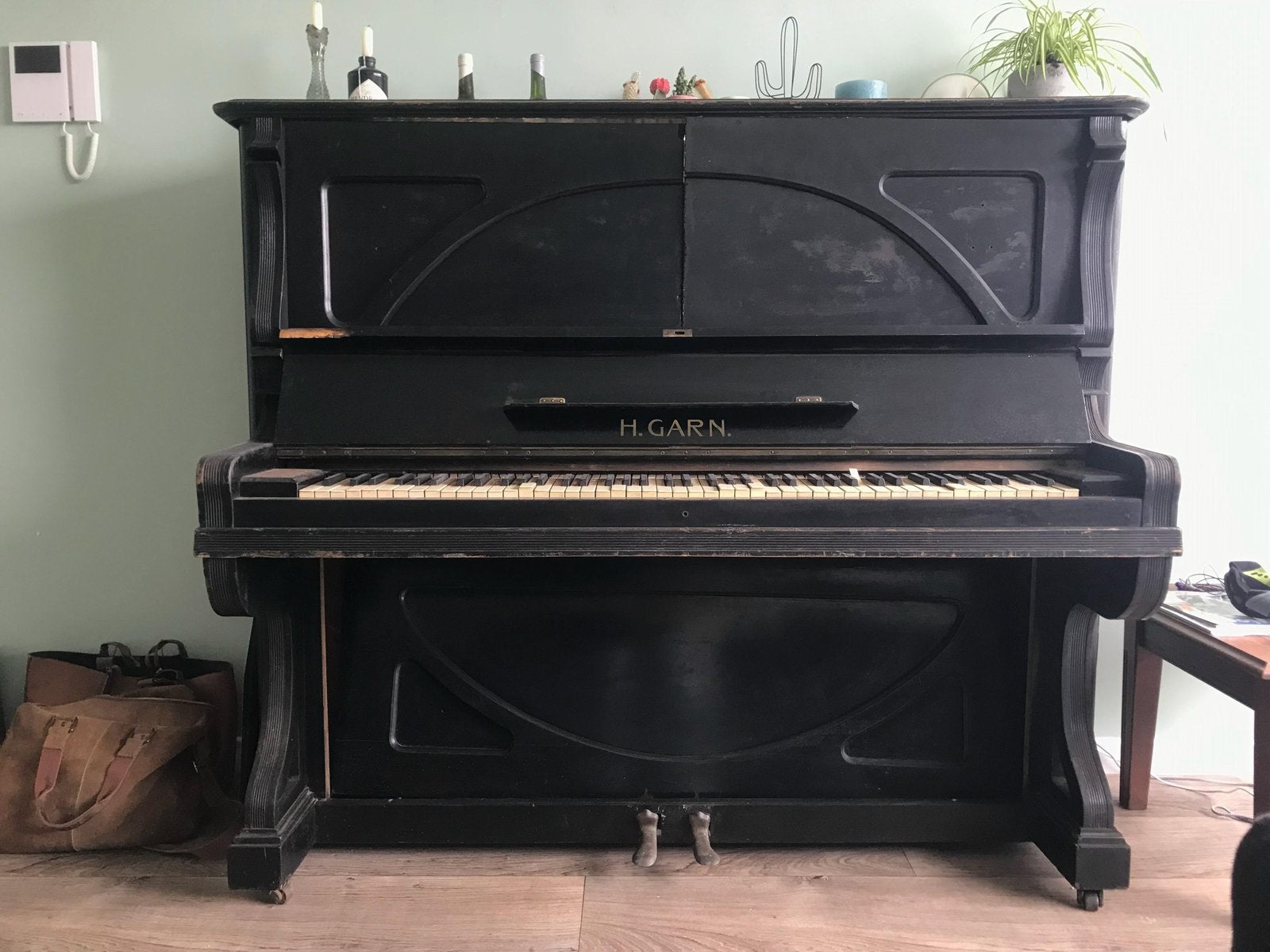 Piano bar, Muziek en Instrumenten, Piano's, Gebruikt, Zwart, Ophalen
