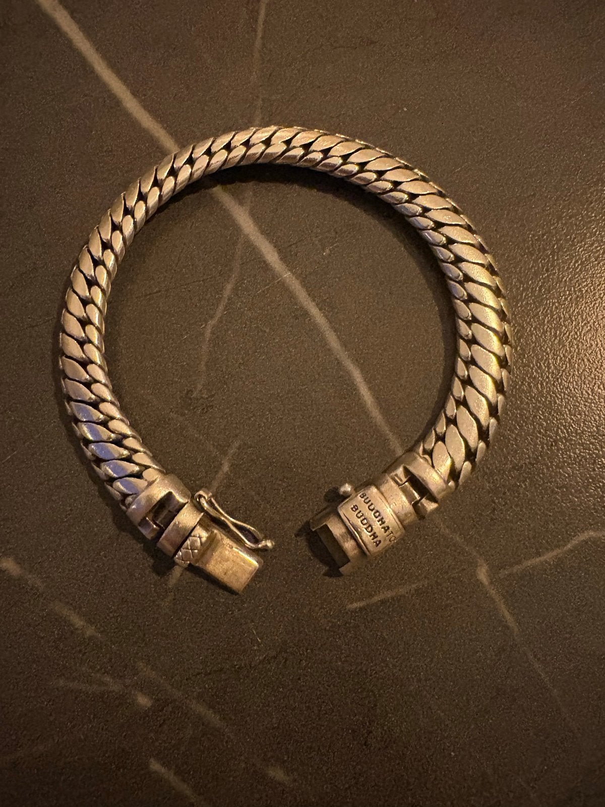 Buddha to Buddha armband - Zilveren schakelarmband, Ophalen, Gebruikt, Zilver