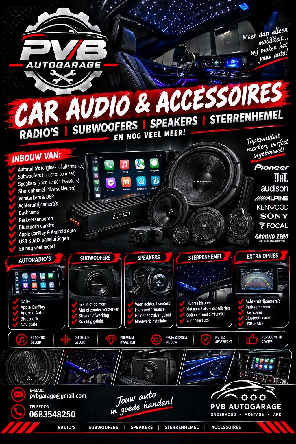 Car Audio & Accessoires inbouw aangeboden!, Ophalen of Verzenden, Nieuw
