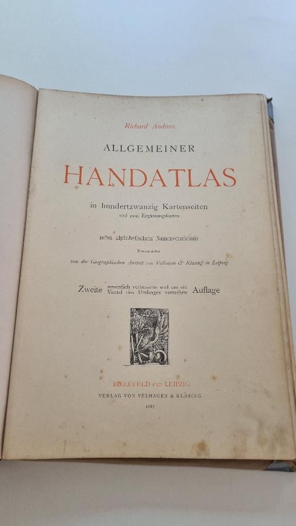 Andrees Handatlas 1887, Boeken, Gelezen, Overige atlassen, Ophalen of Verzenden, 1800 tot 2000