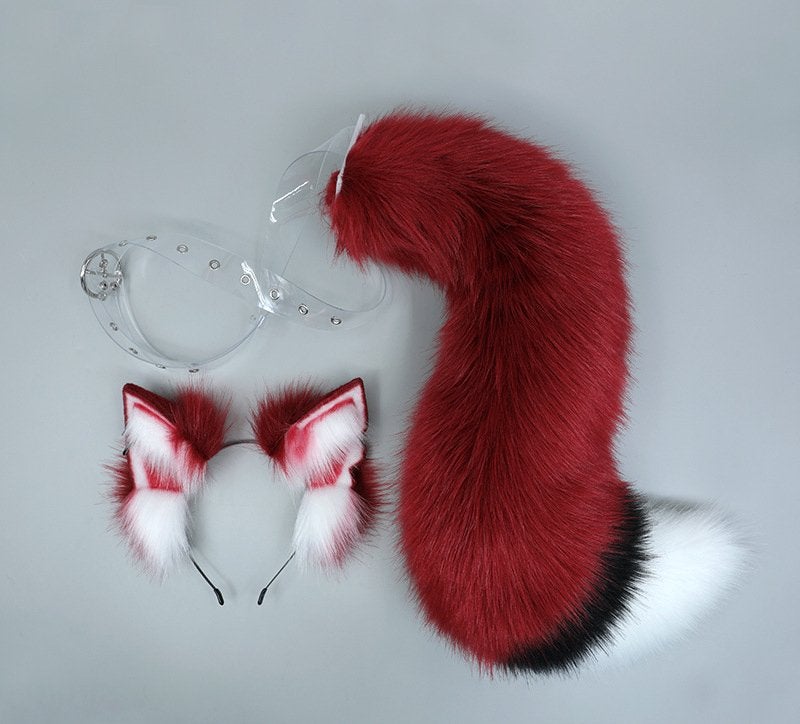 Rode Vossenstaart En Oren Furry Fursuit Fur Vos Staart Dier, Verzenden, Nieuw, Overige typen