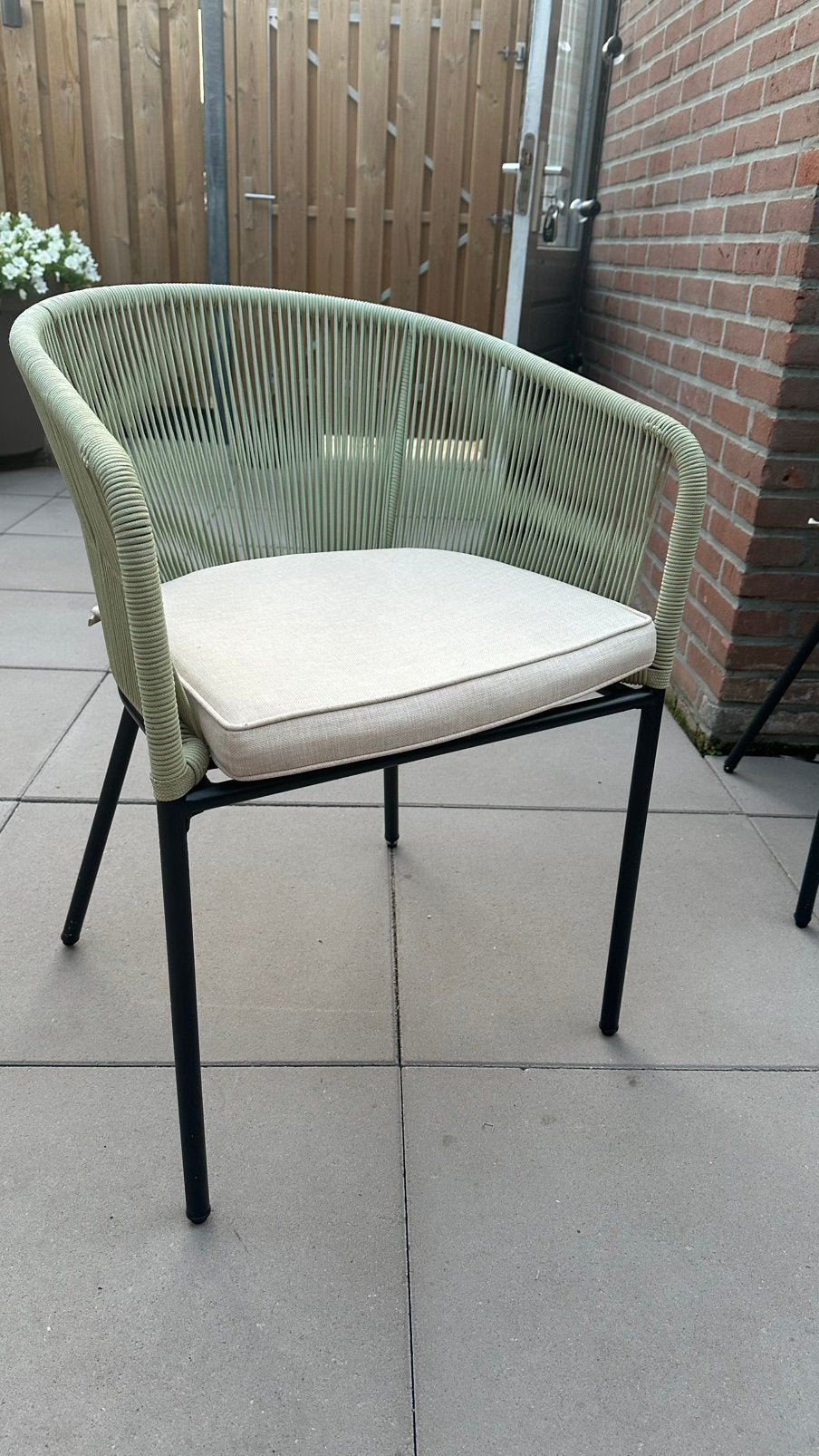 Sweeek Santos tuinstoelen – Set van 4 – Kaki/Beige, Ophalen, Zo goed als nieuw