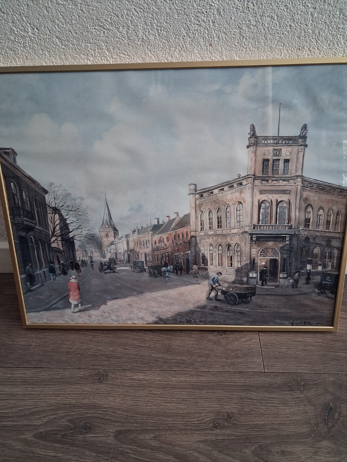 poster ingelijst Langestraat Enschede, Ophalen of Verzenden