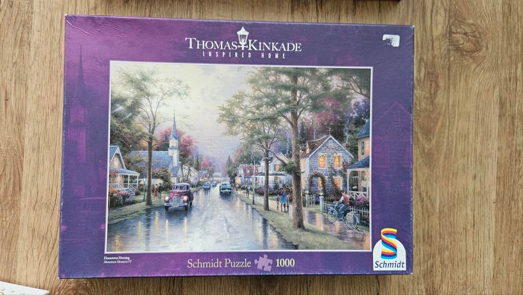 Thomas Kinkade Hometown Morning Schmidt Puzzel 1000 stukjes, Ophalen of Verzenden, Zo goed als nieuw, Legpuzzel