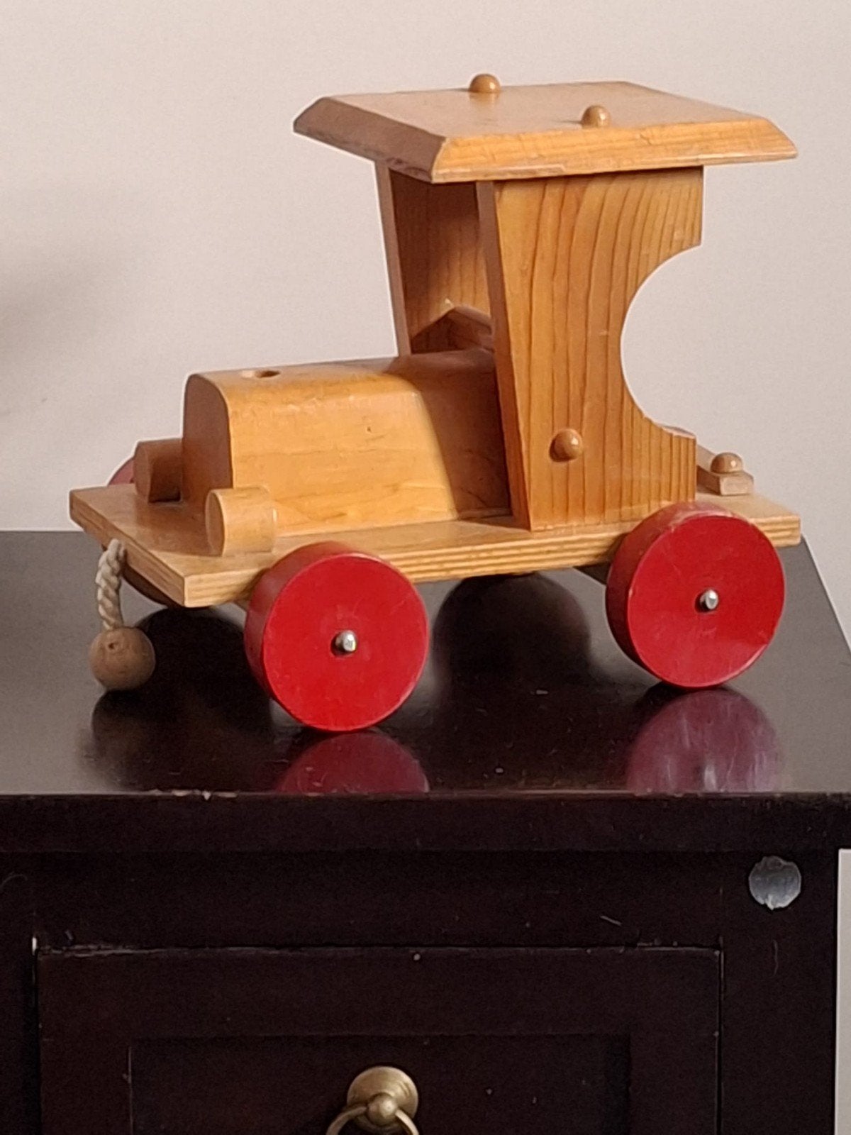 Houten Trein Duwspeelgoed met Rode Wielen, Kinderen en Baby's, Speelgoed | Houten speelgoed, Ophalen of Verzenden
