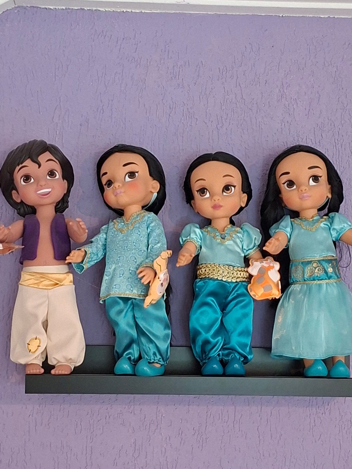 Disney Animator Poppen: Aladdin en 3 Jasmine Poppen, Ophalen of Verzenden, Overige figuren, Zo goed als nieuw, Overige typen