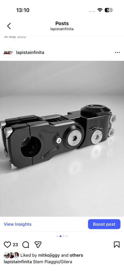 La Pista Infinita stuur clamp stuurpen gilera runner nrg, Ophalen of Verzenden