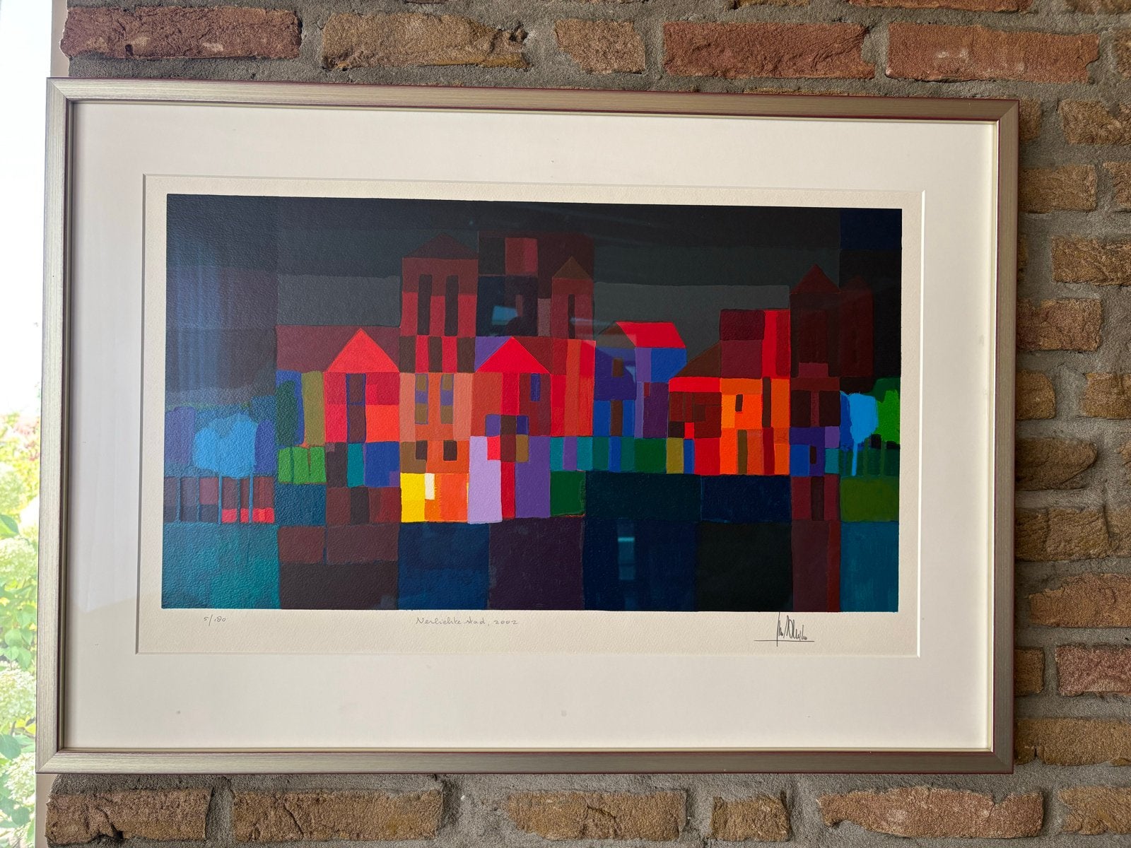 Gesigneerde Zeefdruk "Verlichte Stad" van Tom Schulten, Ophalen, Papier/karton, Zeefdruk, Gesigneerd