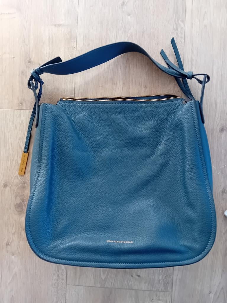 Ruime donkerblauwe echt leren shopper van Smaak Amsterdam, Sieraden, Tassen en Uiterlijk, Tassen | Schoudertassen, Overige merken