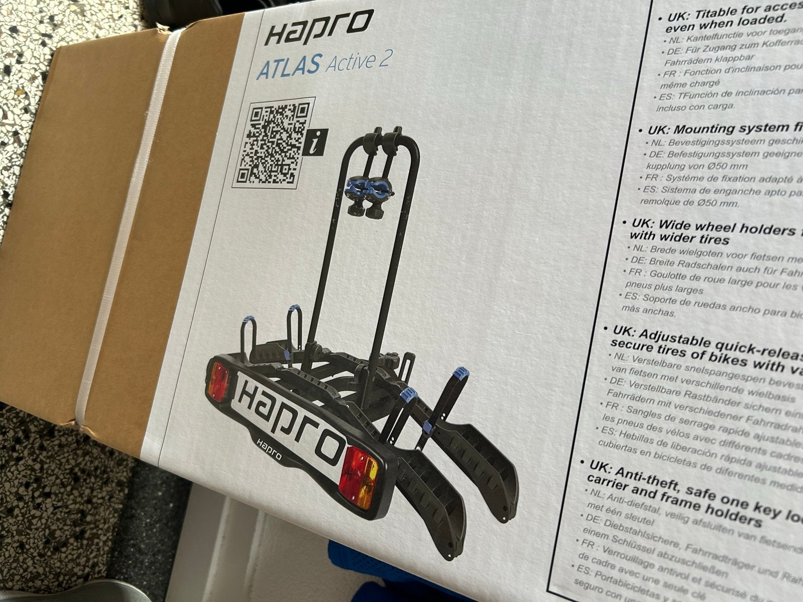 Hapro Atlas Active 2 Trekhaak Fietsendrager 2 (ebike)fietsen, Auto diversen, Fietsendragers, Ophalen, 2 fietsen, Trekhaakdrager