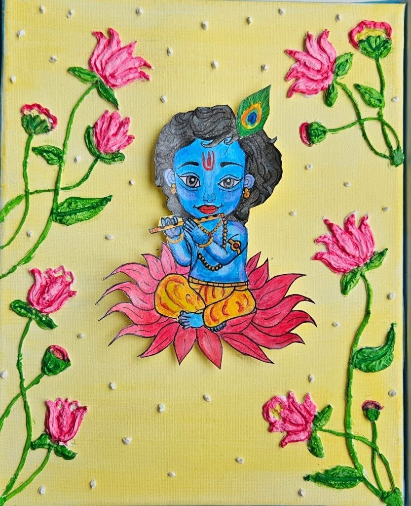 Handmade Krishna Wall Art, Antiek en Kunst, Ophalen of Verzenden
