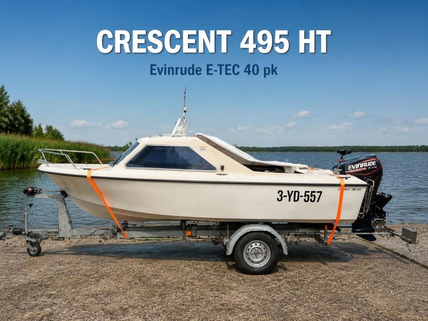 Crescent 495 HT met Evinrude E-TEC 40 pk, Ophalen, Gebruikt, Complete set