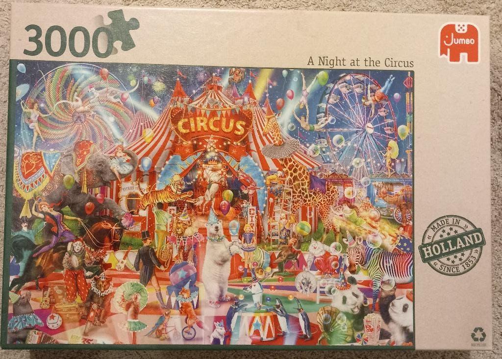 Puzzel 3000stuks circus een stukje ontbreekt, Ophalen of Verzenden, 500 t/m 1500 stukjes, Gebruikt, Legpuzzel