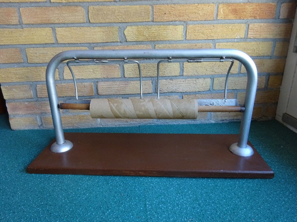 Vintage inpakpapierhouder / rolhouder voor op de toonbank, Ophalen