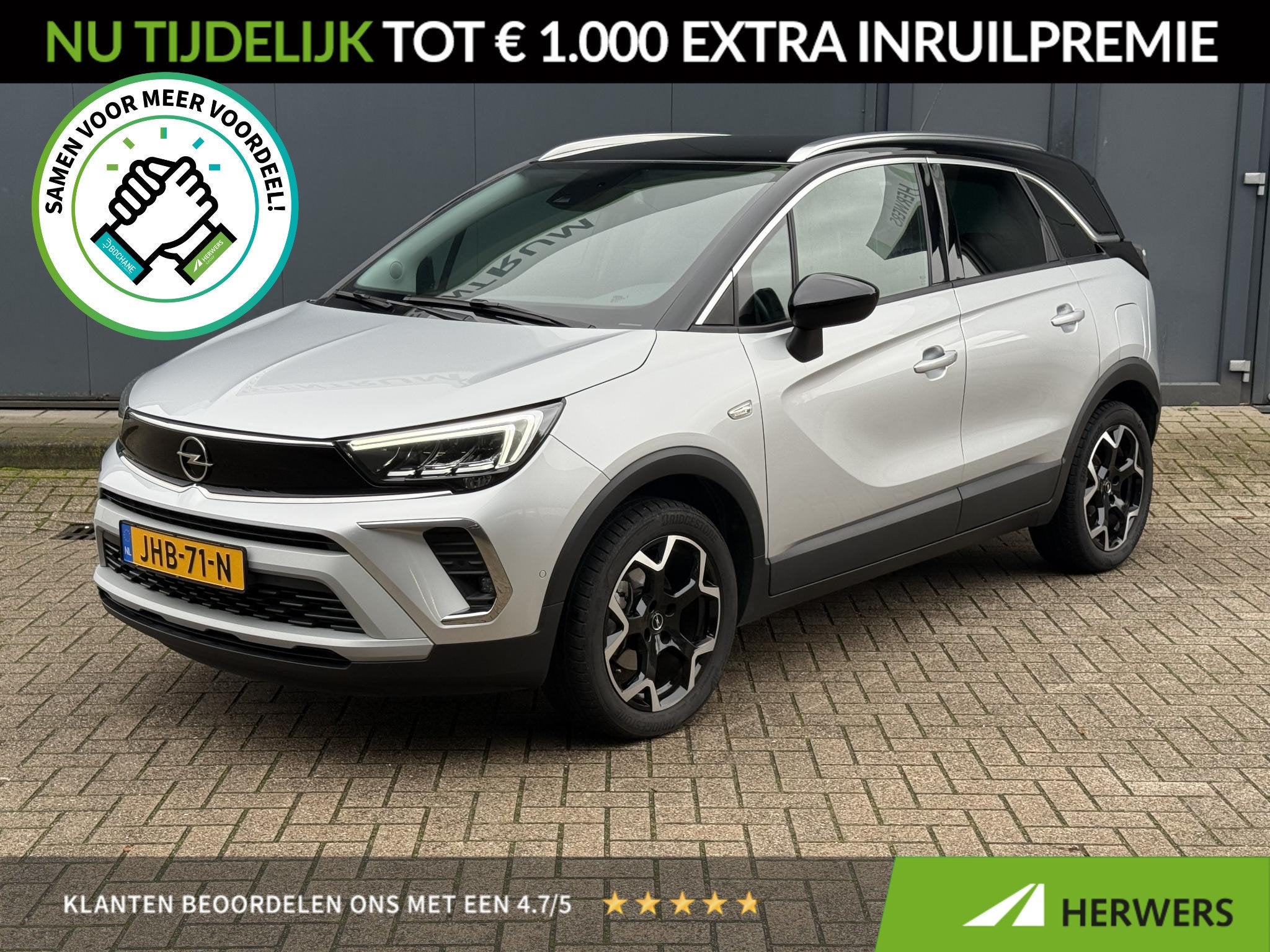 Opel Crossland 1.2 Turbo Ultimate / AGR Comfortstoelen / Nav, Auto's, 840 kg, Gebruikt, 1199 cc, Alcantara