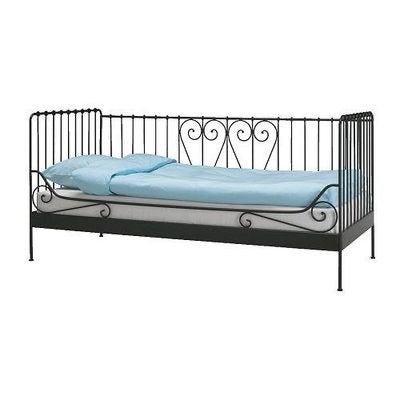 Ikea Meldal Zwart metalen bed met sierlijke details, Huis en Inrichting, Slaapkamer | Bedden, Ophalen, Gebruikt, 90 cm, Eenpersoons