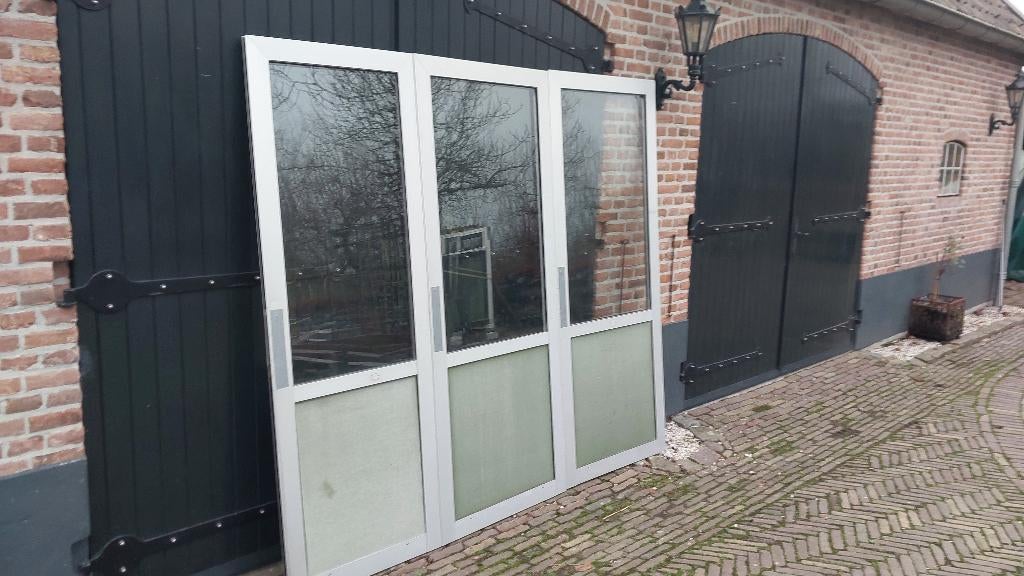 windscherm panelen met glas, Tuin en Terras, Ophalen, Gebruikt, 150 tot 200 cm, Aluminium