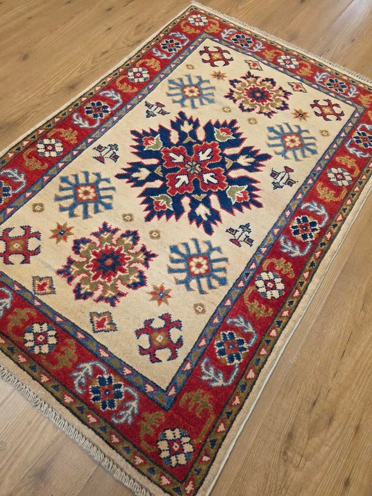 Handgeknoopt oosters tapijt kazak 117x78, Info@SlatsAntiek.nl, Crème, 100 tot 150 cm, Perzisch
