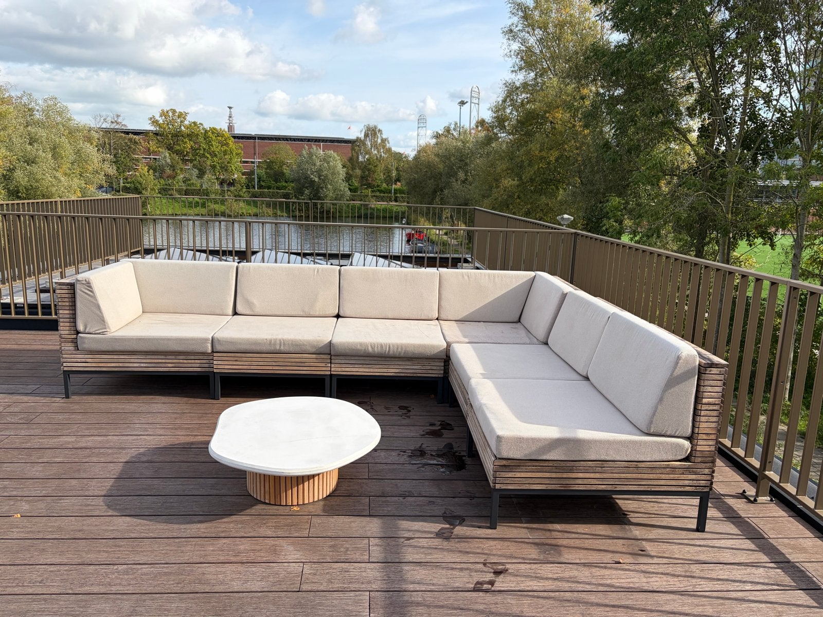 Rough Furniture Loungeset - Teakhout met Kussens, Tuin en Terras, Ophalen, 5 zitplaatsen, Gebruikt, Teakhout