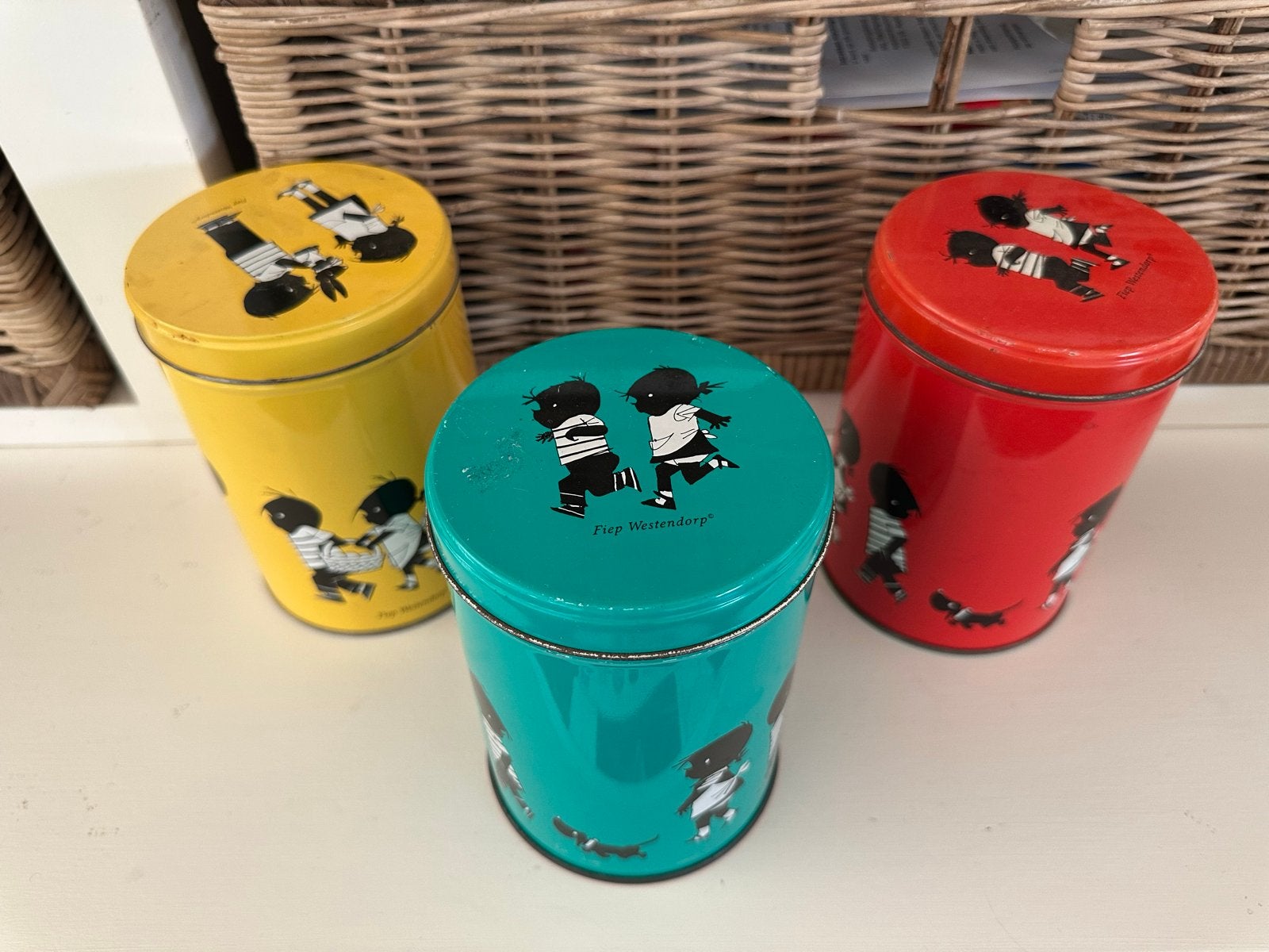 Set van 3 Fiep Westendorp blikken.  jip janneke en takkie, Verzamelen, Blikken, Ophalen of Verzenden, Gebruikt, Koek(jes), Overige merken
