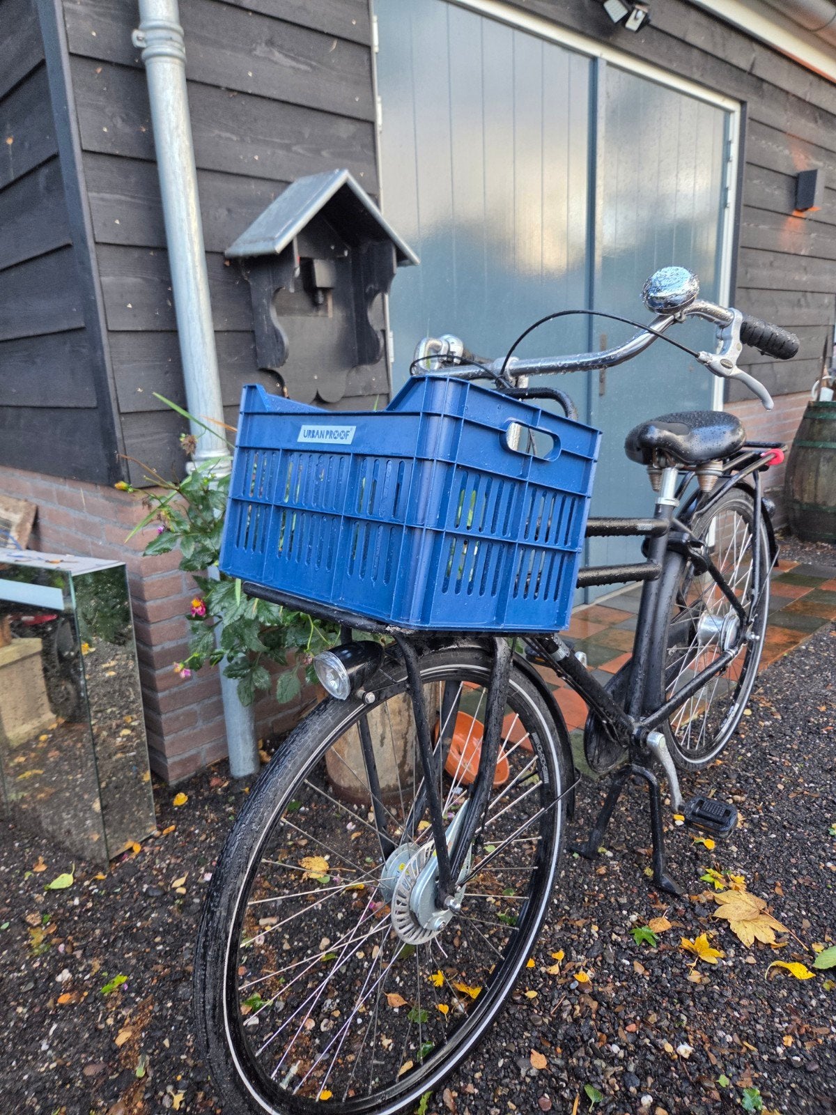 Zwarte transportfiets batavus met 7 versnellingen en krat, Fietsen en Brommers, Ophalen, Gebruikt, Velgrem, Versnellingen