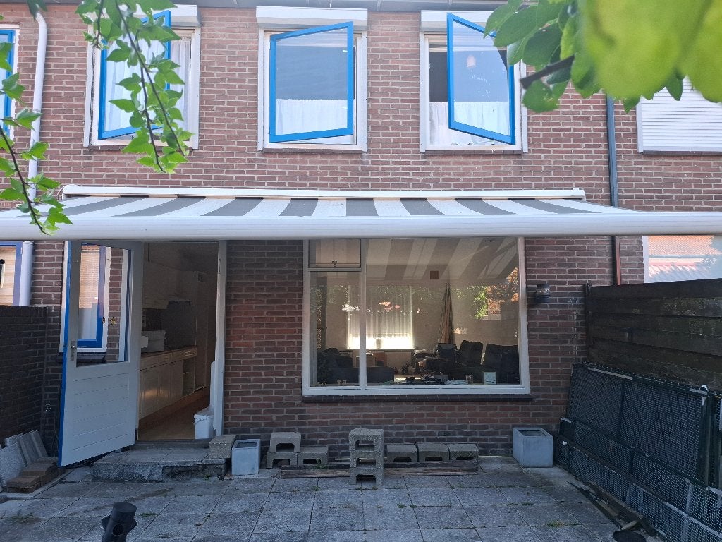 zonnescherm  5,45 meter breed, Tuin en Terras, Ophalen, Gebruikt, 450 cm of meer, Elektrisch