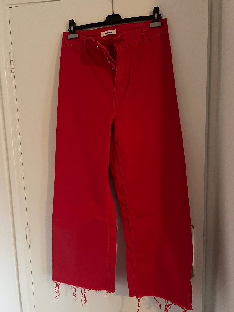 Rode katoenen broek, Kleding | Dames, Maat 42/44 (L), Zo goed als nieuw, Lang, Rood