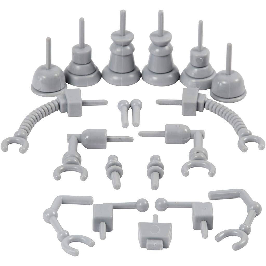 Robot onderdelen grijs plastic Foam & Silk Clay 19 stuks, Hobby en Vrije tijd, Knutselen, ., Nieuw, Ophalen of Verzenden, Kunststof