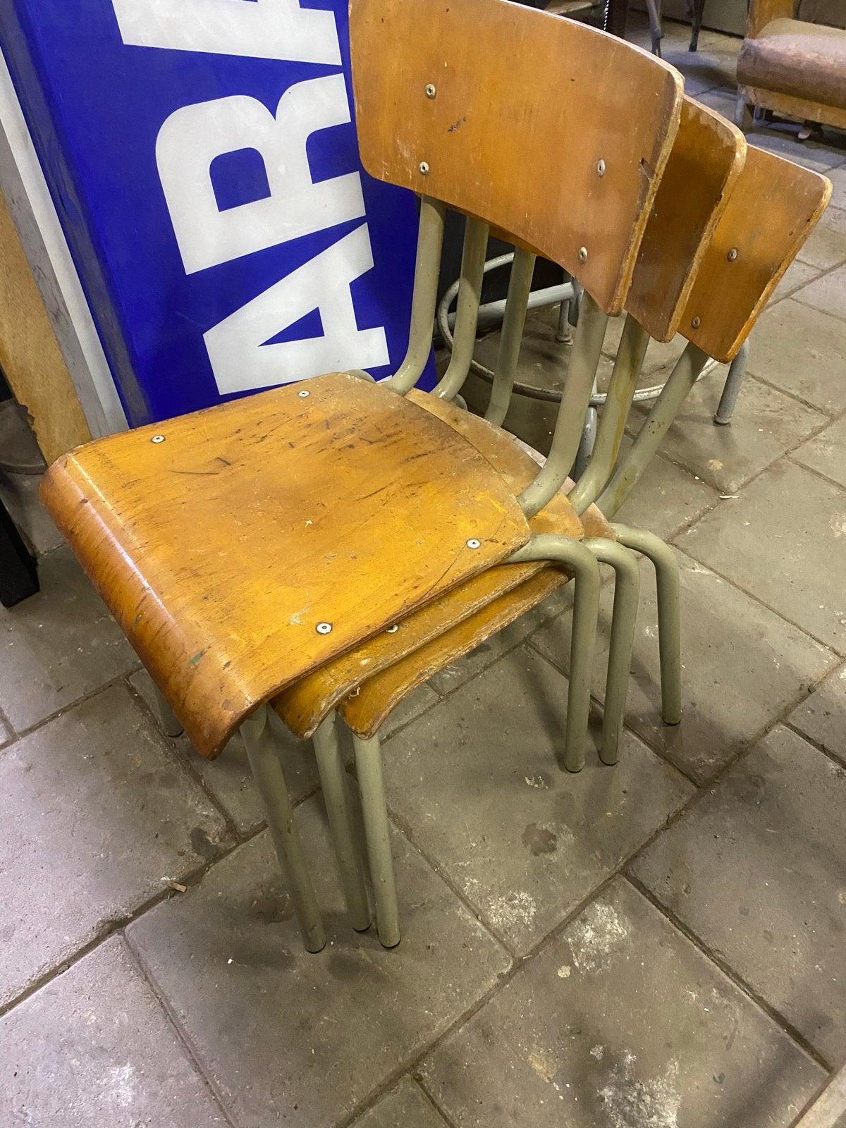 Vintage schoolstoelen - set van 3 - 1974 Tubax, Ophalen