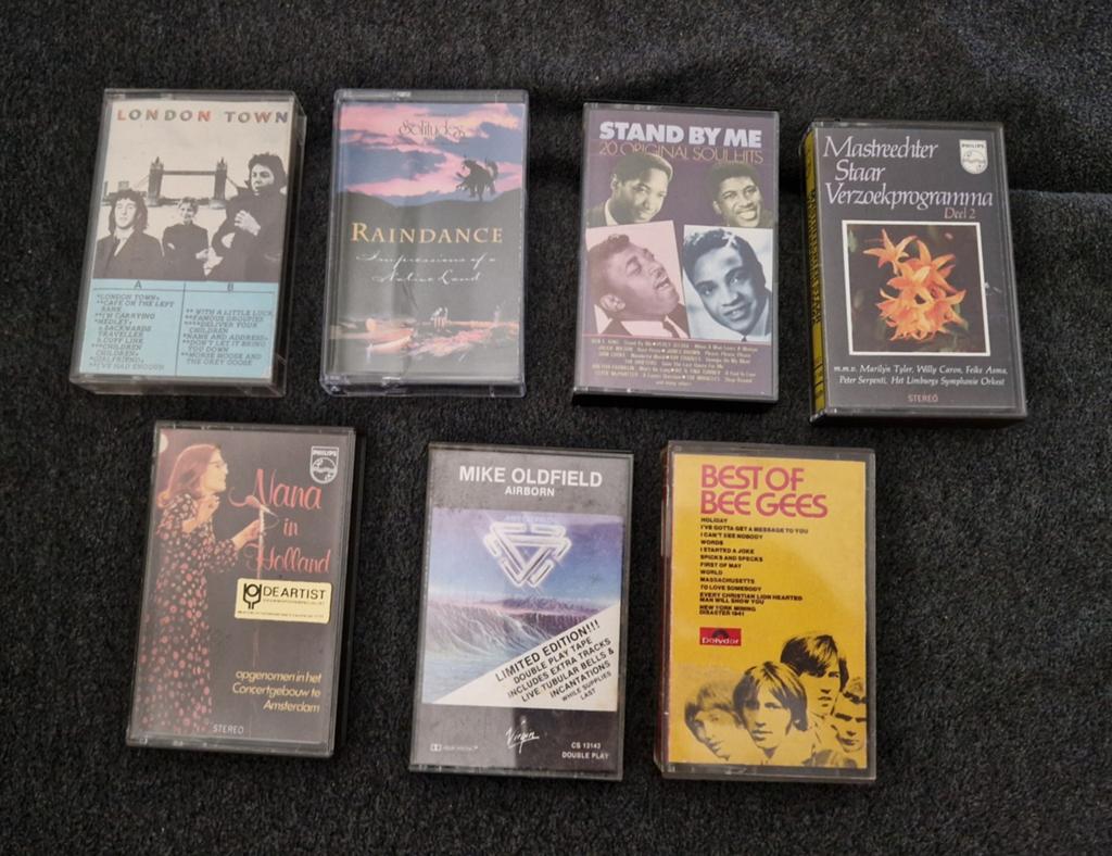 7 cassettebandjes, oa Bee Gees, Wings, Mike Oldfield, Cd's en Dvd's, Cassettebandjes, Ophalen of Verzenden, Gebruikt, Pop, 1 bandje