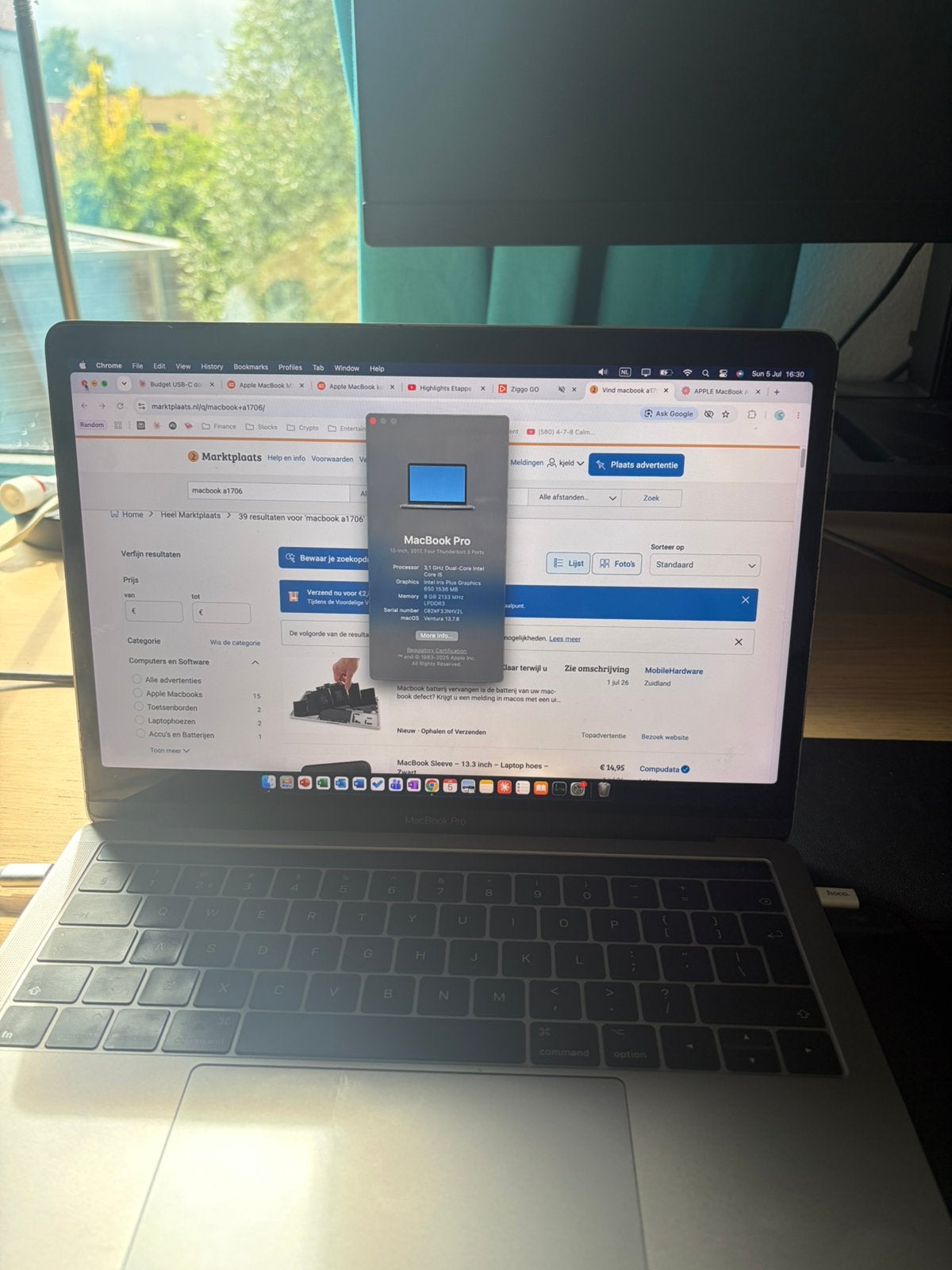 MacBook Pro 13-inch TouchBar 2017 (Four Thunderbolt 3 Ports), MacBook Pro, Gebruikt, 256 GB, 2 tot 3 Ghz