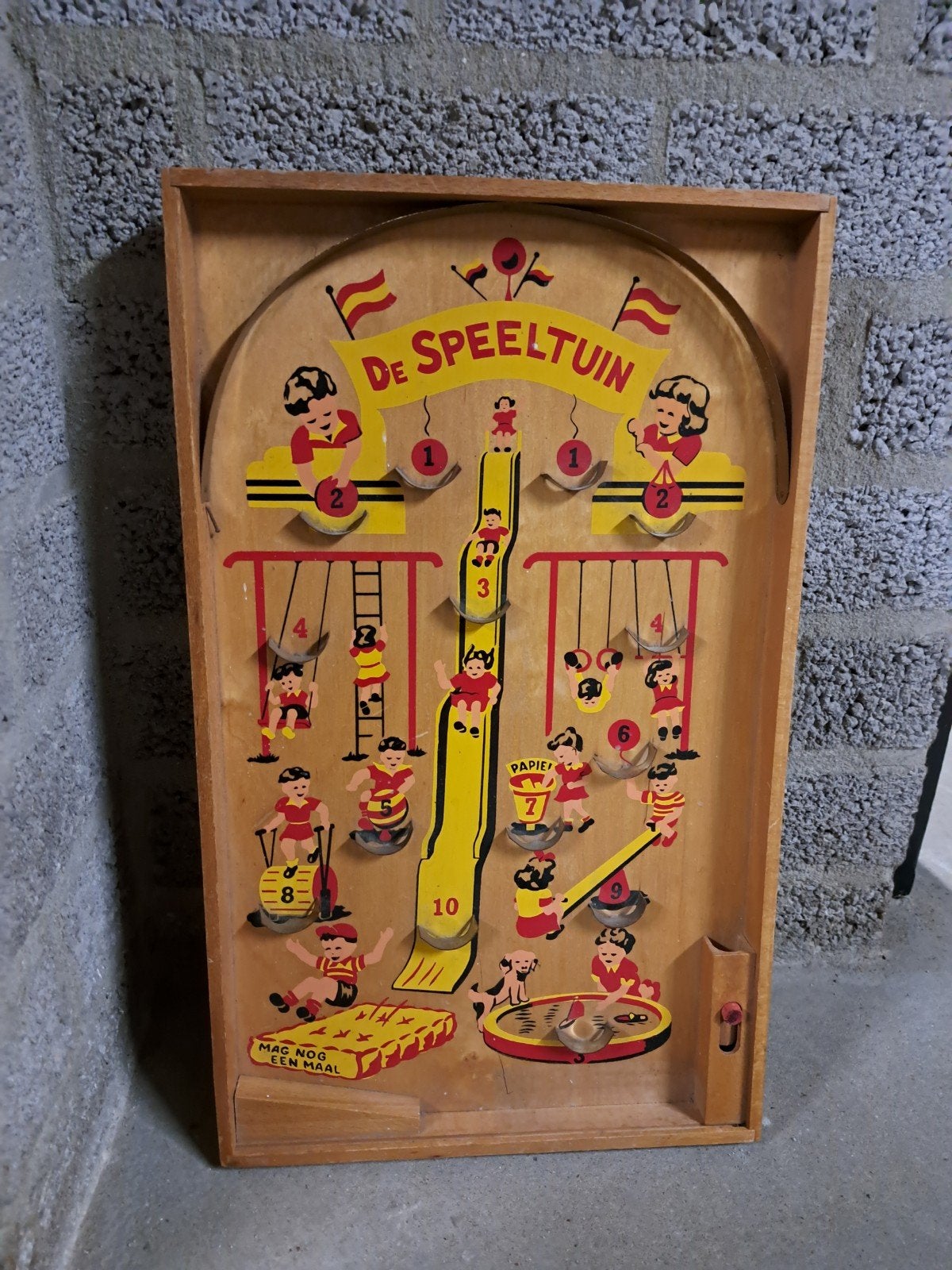 Houten Flipperkast 'De Speeltuin' Kinderspel 49,5-30 cm, Ophalen of Verzenden, Gebruikt