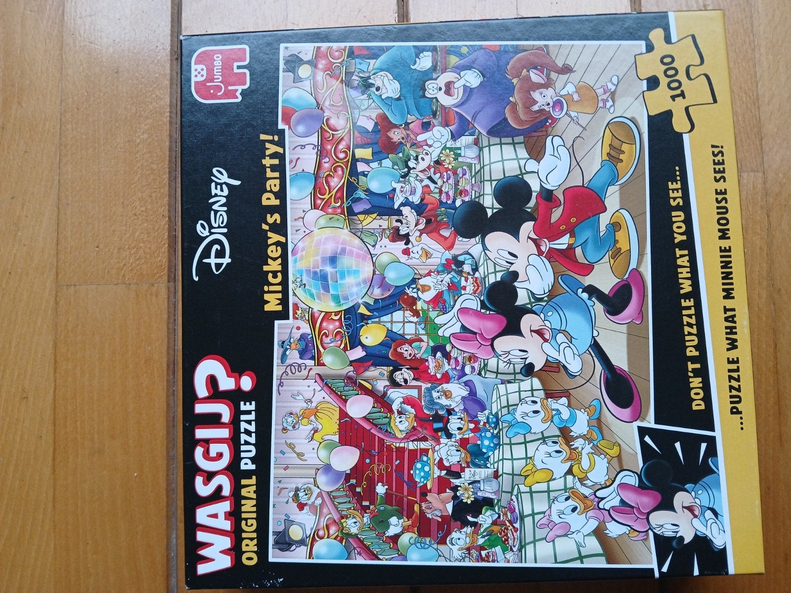 Wasgij  puzzel  MICKEY'S PARTY 1000ST, Hobby en Vrije tijd, Denksport en Puzzels, Ophalen of Verzenden, 500 t/m 1500 stukjes, Zo goed als nieuw