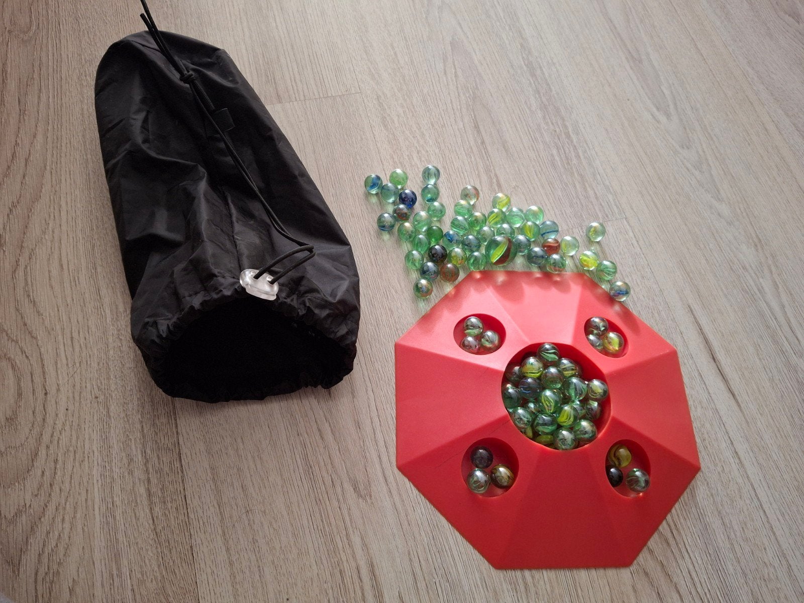 Knikkerspel met knikkerpot super Angeltoys knikkerzak, Ophalen of Verzenden, Gebruikt, Jongen of Meisje
