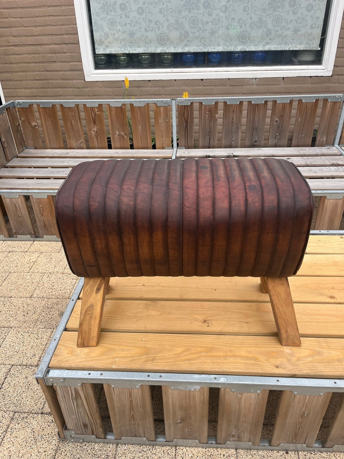 Riverdale Turnbock Kruk - Bruin Leer, Huis en Inrichting, Ophalen, Gebruikt, Bruin, Leer