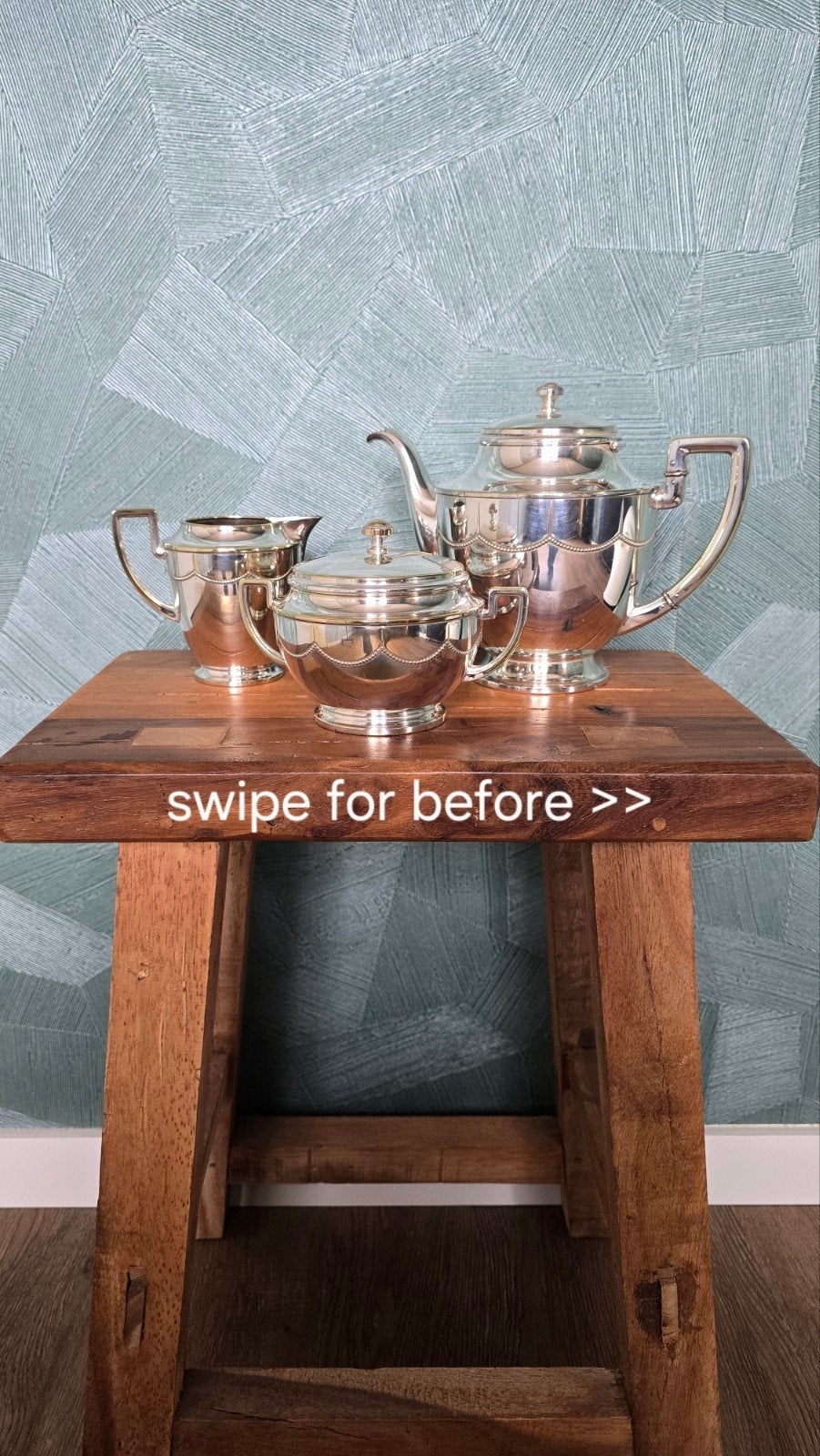 Vintage Verzilverd Theeservies - 3-delig, Ophalen of Verzenden, Zilver