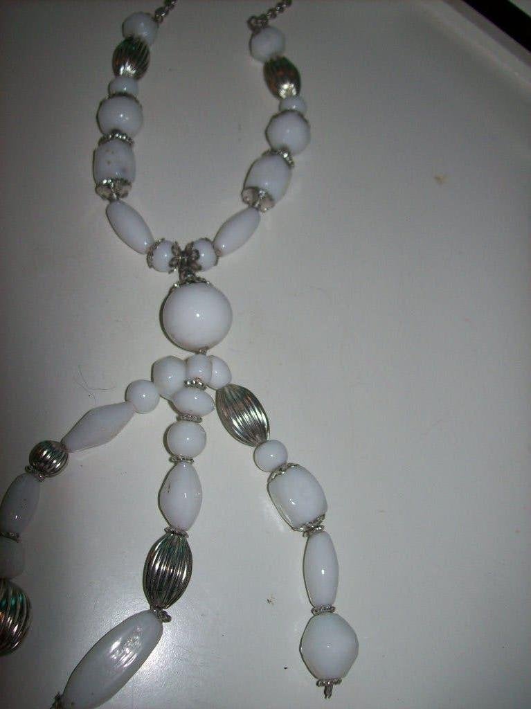 Ketting Zilvertint Witte steen kwast hanger mooi model, Sieraden, Tassen en Uiterlijk, Kettingen, Verzenden, Wit, Nieuw, Steen of Mineraal