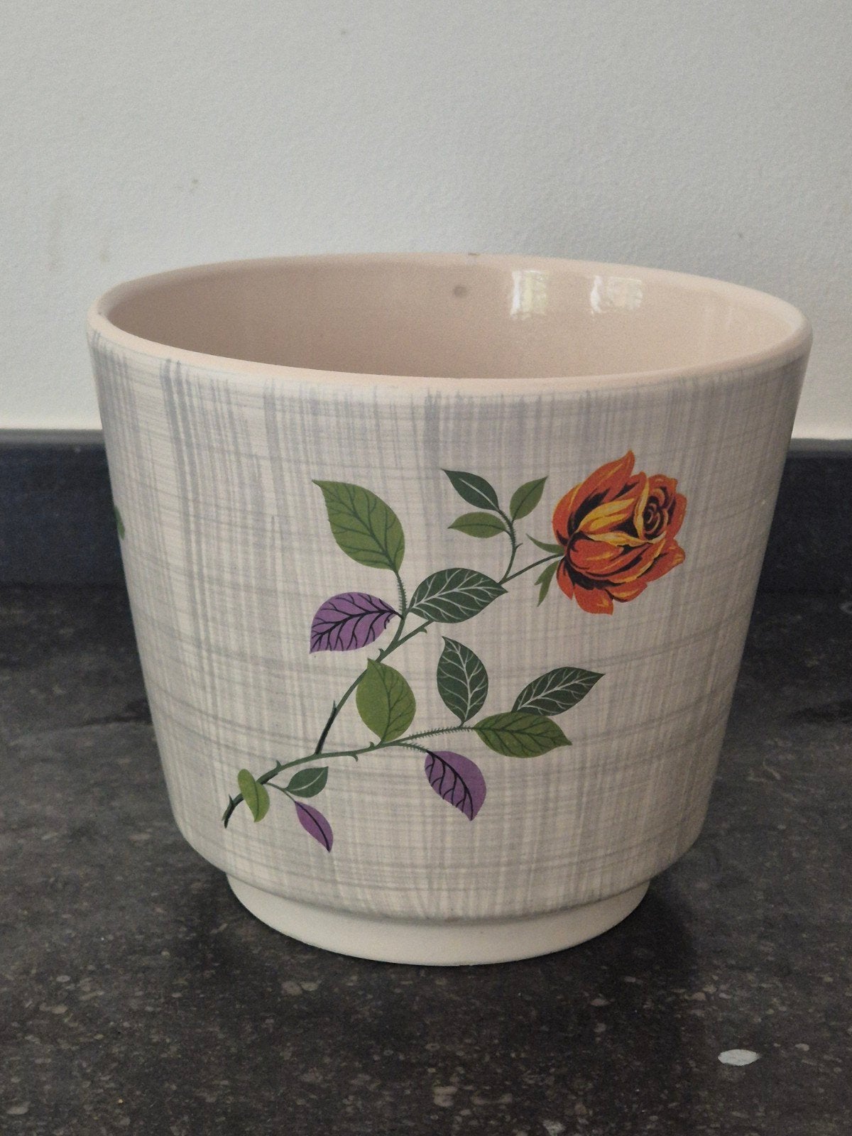 Vintage rozen bloempot jaren 60, Ophalen of Verzenden, Huis en Inrichting