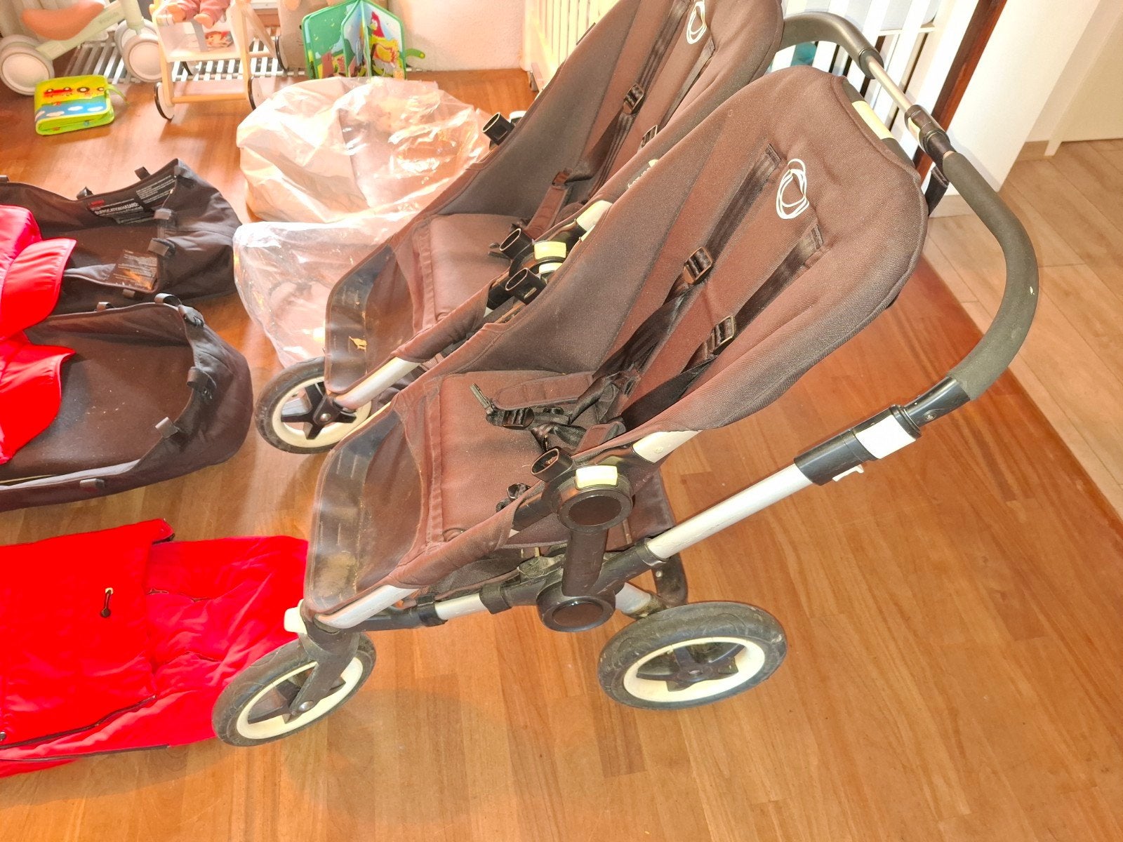 Bugaboo donkey dubbele kinderwagen, Ophalen, Gebruikt, Verstelbare rugleuning