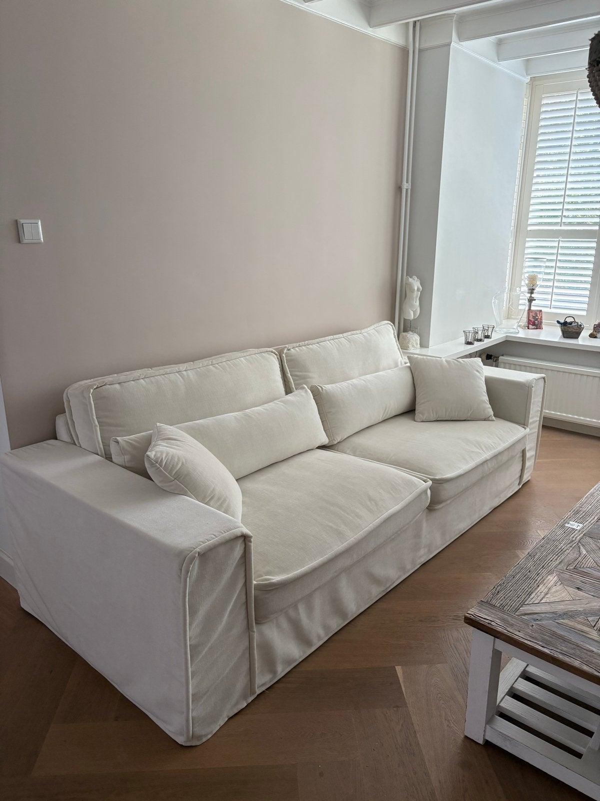 Riviera Maison Metropola Sofa 3.5-zits - Sparkling White, Huis en Inrichting, Banken | Bankstellen, Zo goed als nieuw, Rechte bank