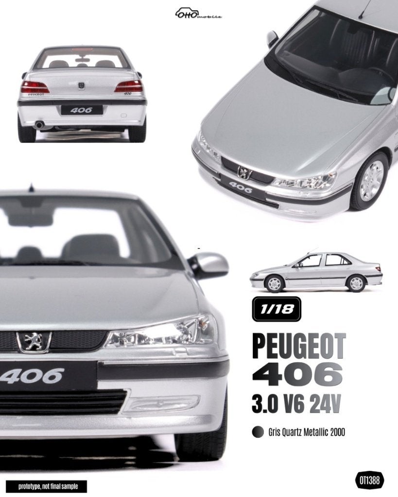 OttoMobile 1:18 Peugeot 406 3.0 V6 24V - Gris Quartz 2000, OttOMobile, -, Nieuw, Ophalen of Verzenden