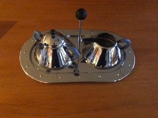 ALESSI Michael Graves Roomstelletje met  dienblaadje, Huis en Inrichting, Overige typen, Zilver, Ophalen of Verzenden, Zo goed als nieuw