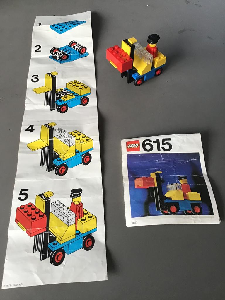 Legoset 615 Vorkheftruck uit 1975, vintage compleet., Ophalen of Verzenden, Gebruikt, Complete set, Lego