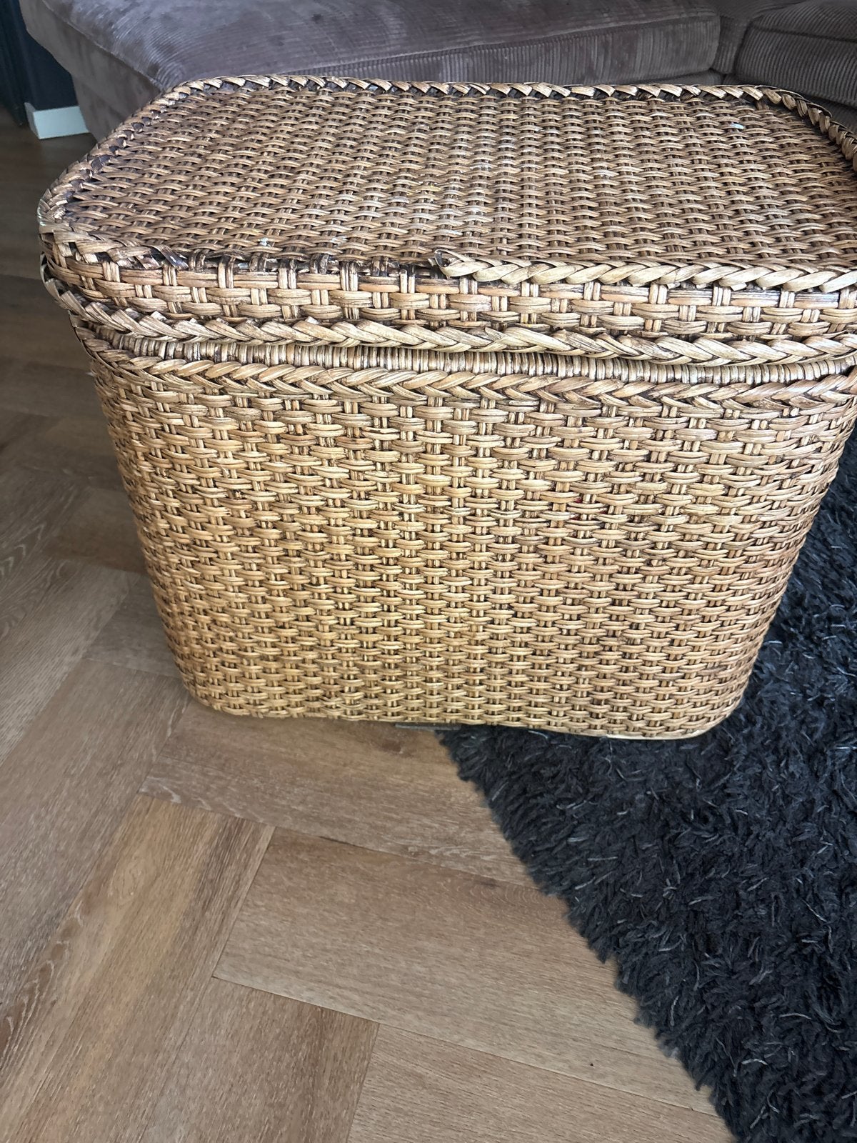 Rotan opbergmand met deksel, Huis en Inrichting, Ophalen, Overige materialen, Minder dan 50 cm, Gebruikt
